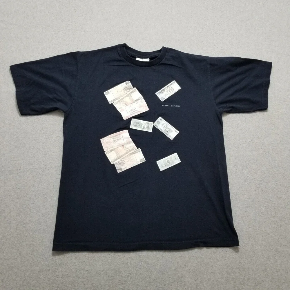 Banana Republic Shirt Mens Large Blue Short Sleeve Crew Neck